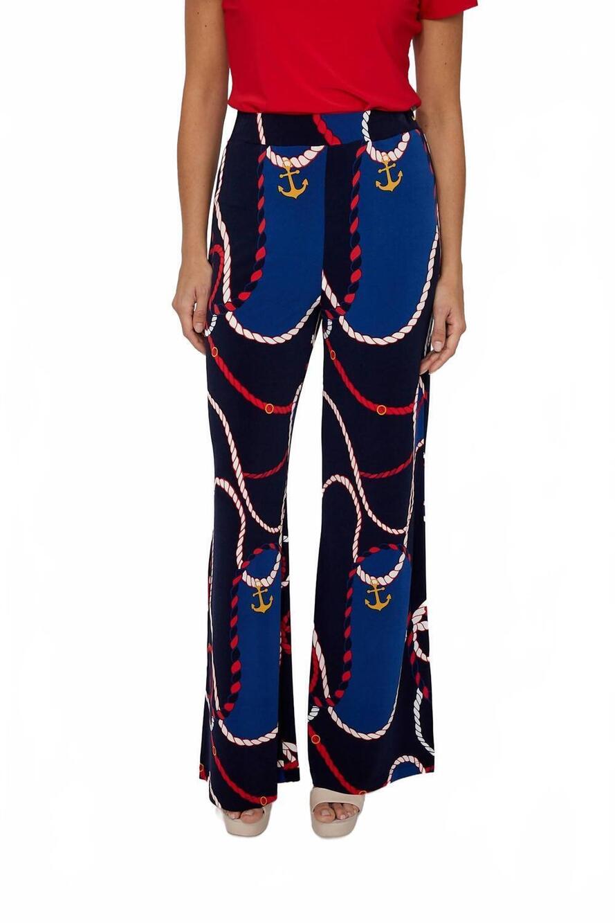 NEW FRANK LYMAN high-waisted abstract trousers in midnight/red